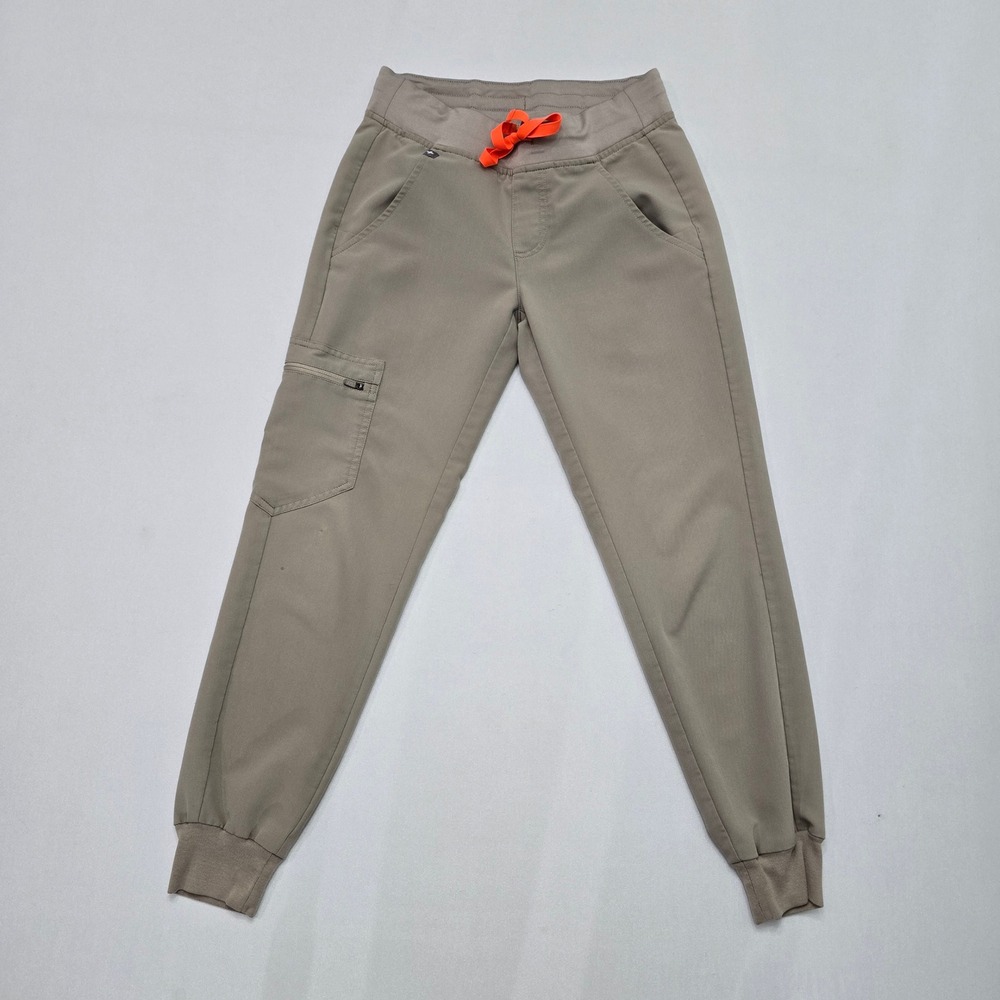 FIGS Zamora Jogger Scrub Pants Womens XXS Petite Tan Khaki W18SW2005P Neon Tie